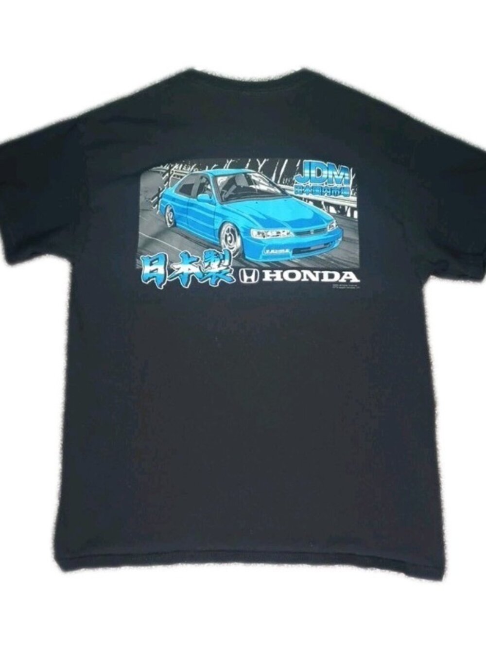 Honda Official Licensed JDM Blue Sedan Graphic Tee Shirt Mens L Black Japanese